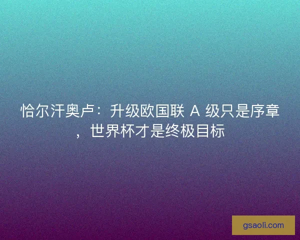 恰尔汗奥卢：升级欧国联 A 级只是序章，世界杯才是终极目标