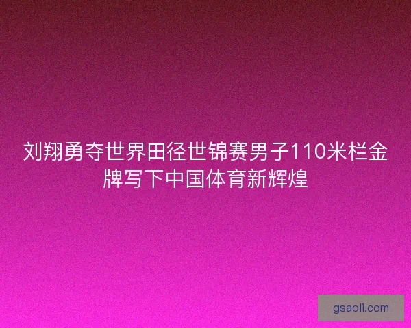 刘翔勇夺世界田径世锦赛男子110米栏金牌写下中国体育新辉煌